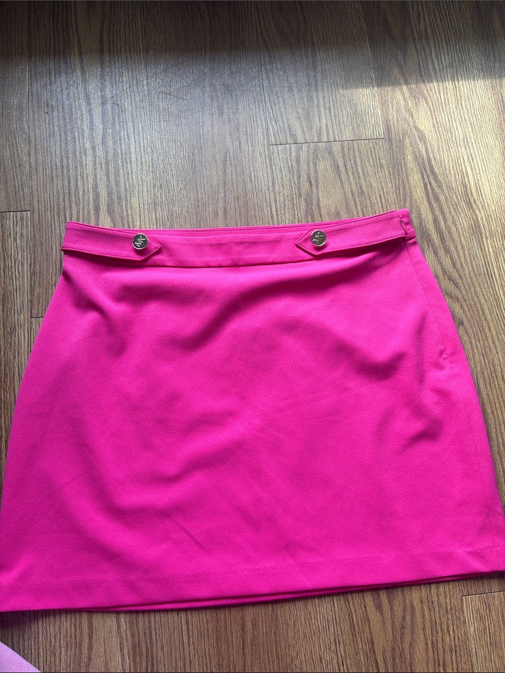 Michael Kors Fuchsia Mini Skirt with Gold Button Accents